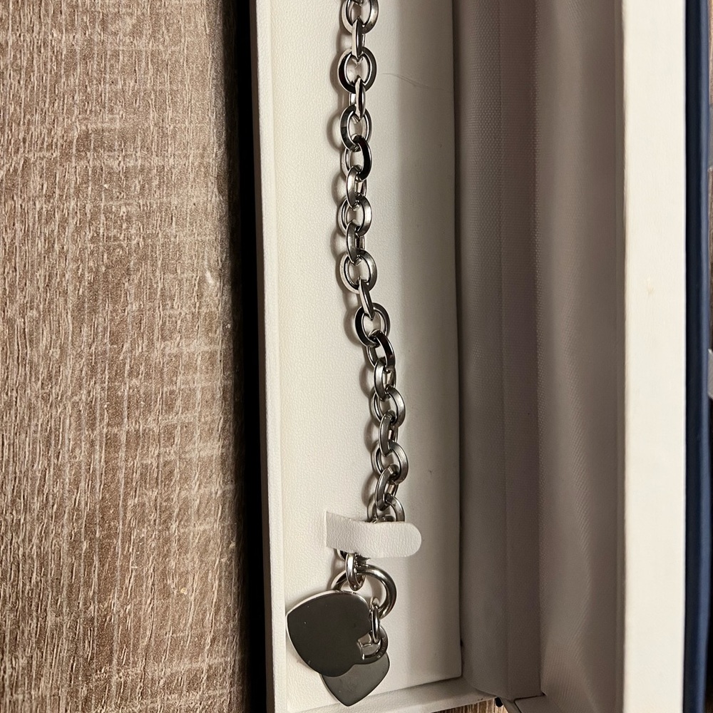 Sterling Silver Toggle Heart Charm Bracelet new